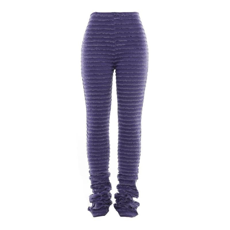 Striped textured high rise contrast pant