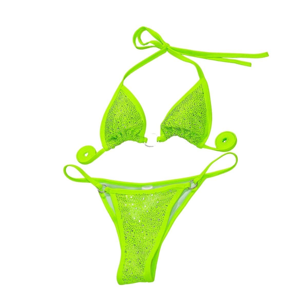 Rückenfreier Neckholder-Bikini mit Perlen und O-Ring zum Selbstbinden