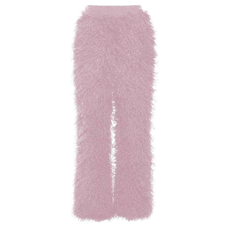 Fluffy patchwork solid high rise pant