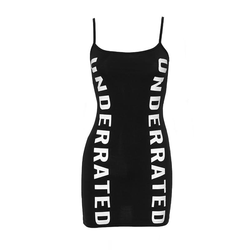 Rückenfreies Camisole-Minikleid mit Buchstabenmuster und Kontrast 