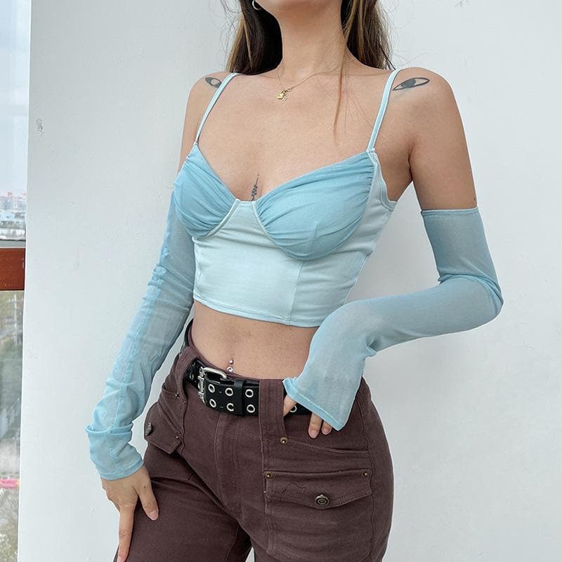 Gerafftes Camisole-Crop-Top mit Herzausschnitt 