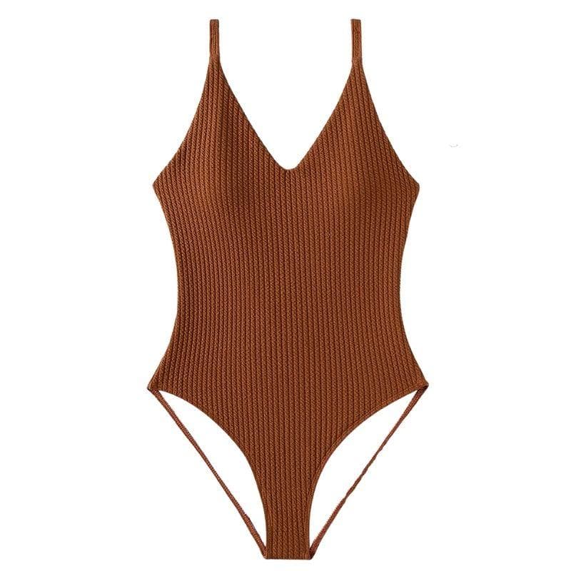 Cross back solid padded one piece swimwear