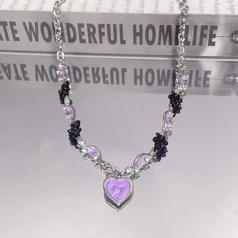 Heart pendant multicolor necklace