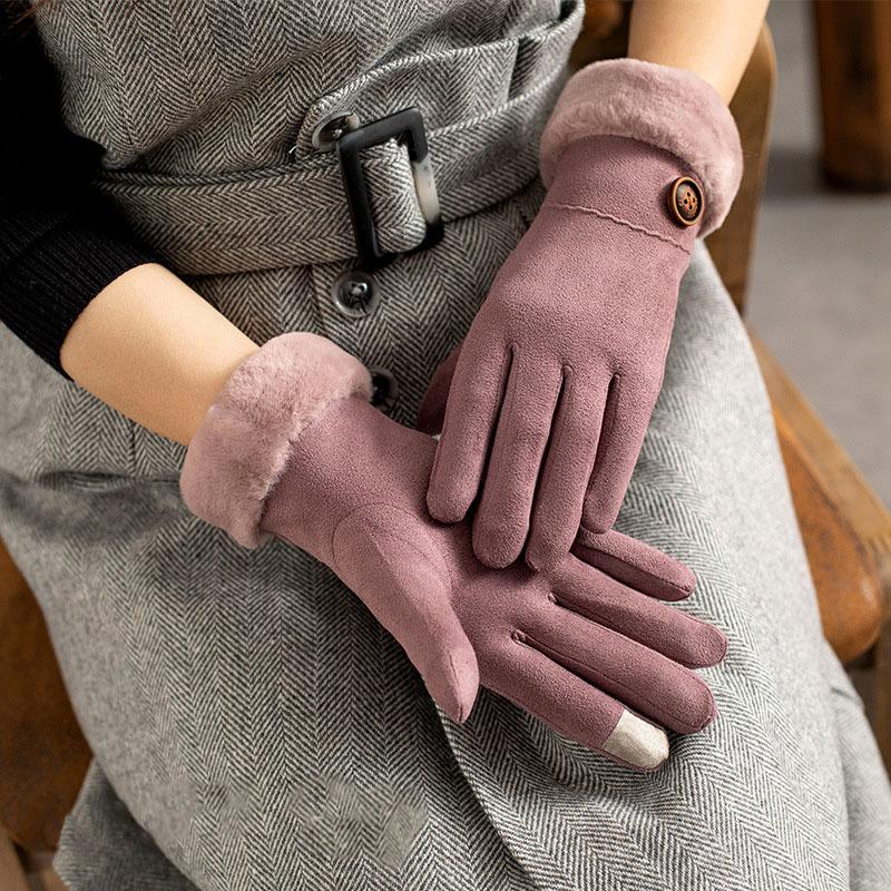 Guantes con botones suaves y resistentes al viento para pantallas táctiles 