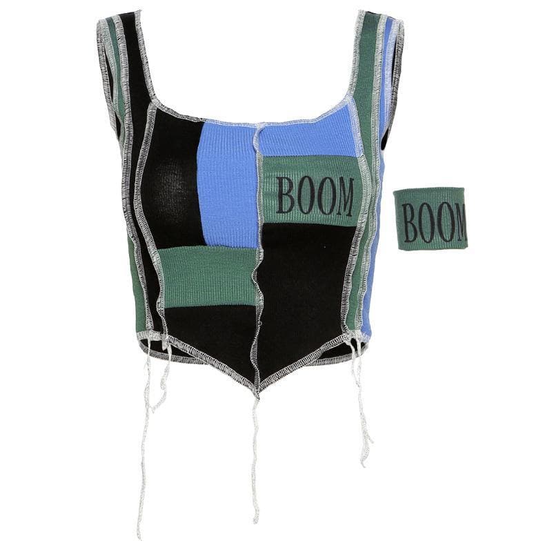 BOOM ribbed patchwork crop top