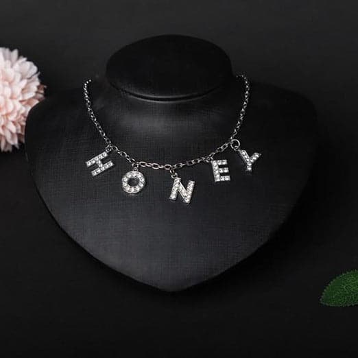 Characters pendant rhinestone necklace