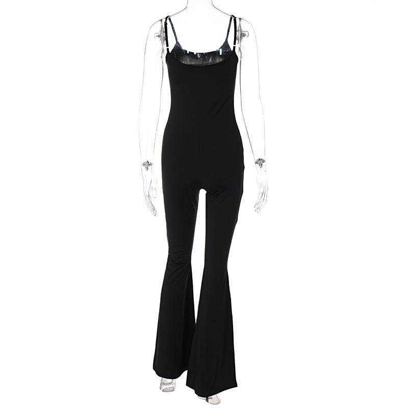 Einfarbiger rückenfreier Camisole-Jumpsuit mit U-Ausschnitt