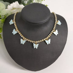 Butterfly pendant choker necklace