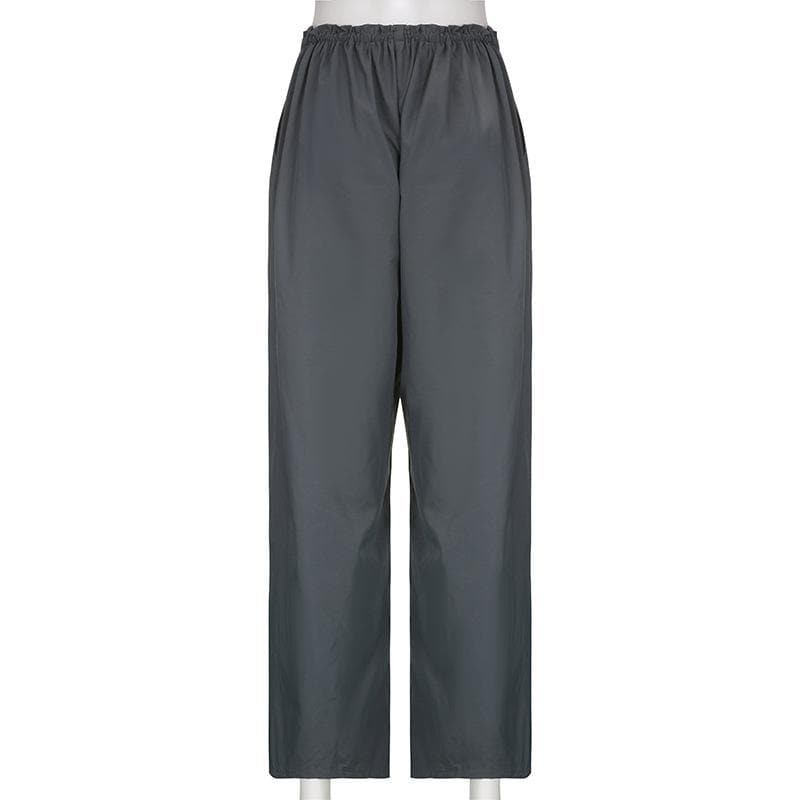 Pantalón cargo de pierna ancha con bolsillo y cordón ajustable de talle alto 