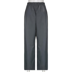 High rise solid drawstring pocket wide leg cargo pant