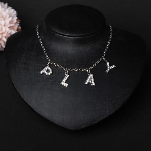 Characters pendant rhinestone necklace