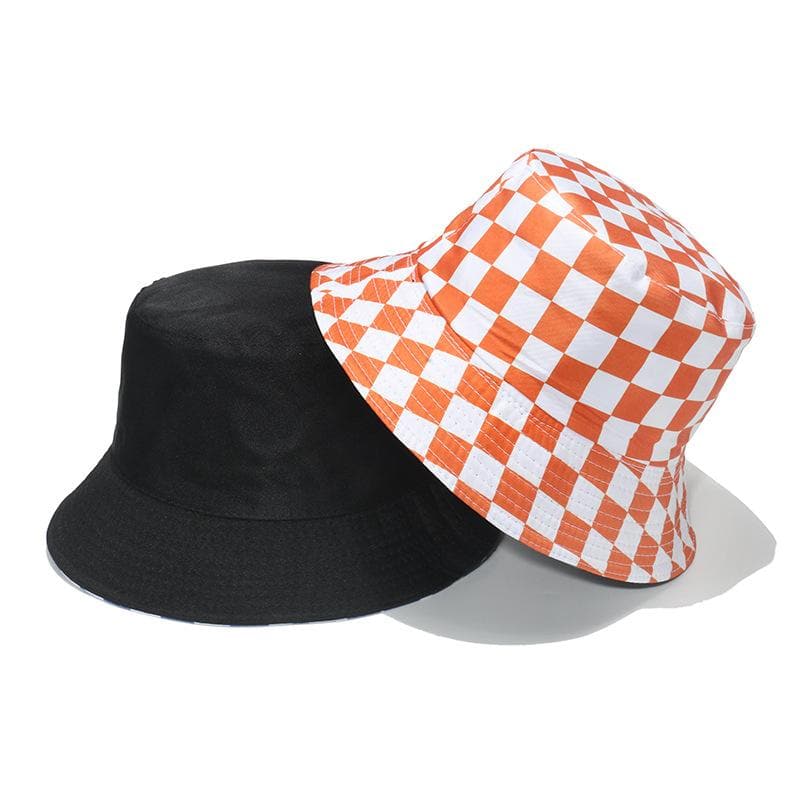 Plaid print contrast fisherman bucket hat