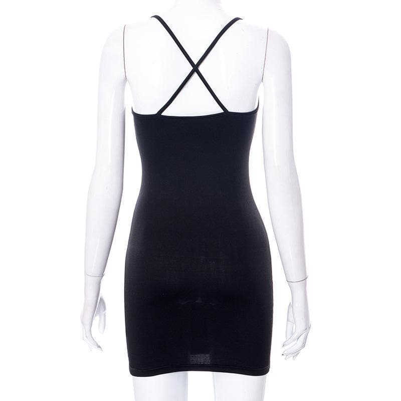 Heart ring hollow out cross back dress