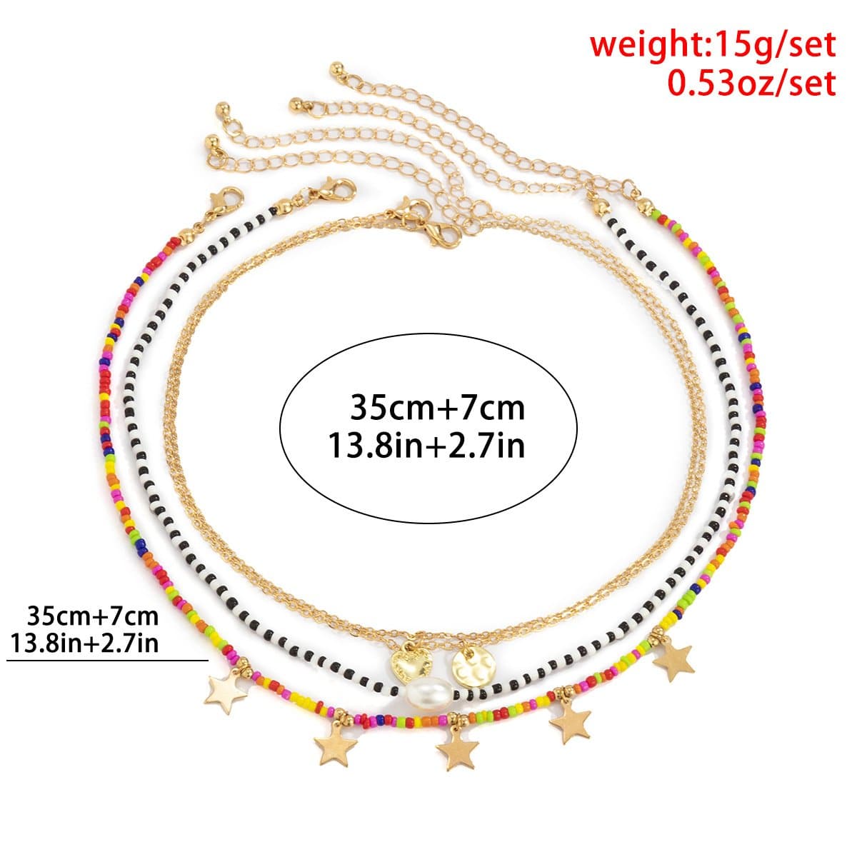 Multicolor 4 pcs star choker necklace