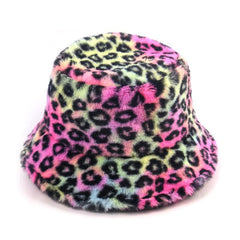 Sombrero de pescador esponjoso con estampado de leopardo 