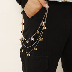 Butterfly applique layered waist chain