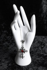 Cross pendant stone chain necklace