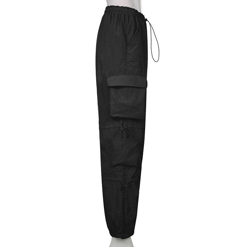 Tief sitzende Baggy-Hose mit fester Cargotasche und Kordelzug 