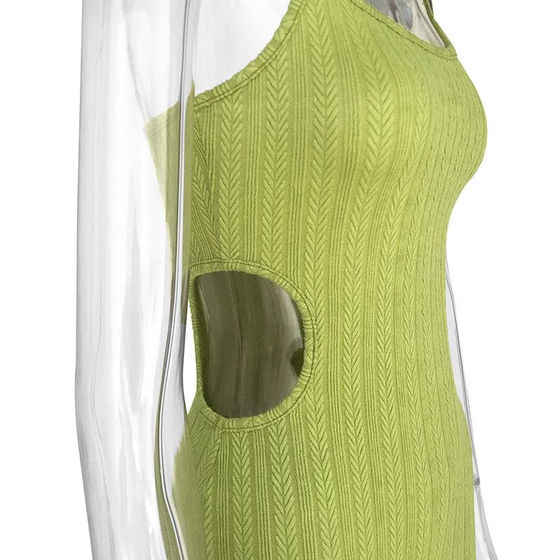 Rückenfreies, strukturiertes Camisole-Midikleid mit Hohlsaum 