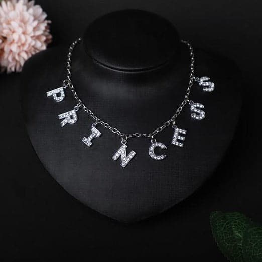 Characters pendant rhinestone necklace