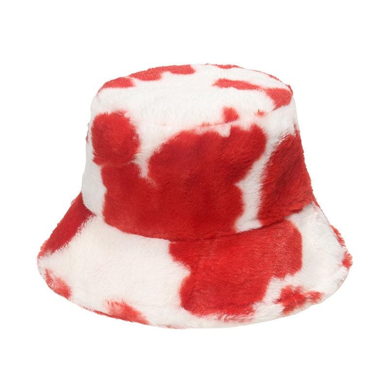 Cow contrast fluffy fisherman bucket hat