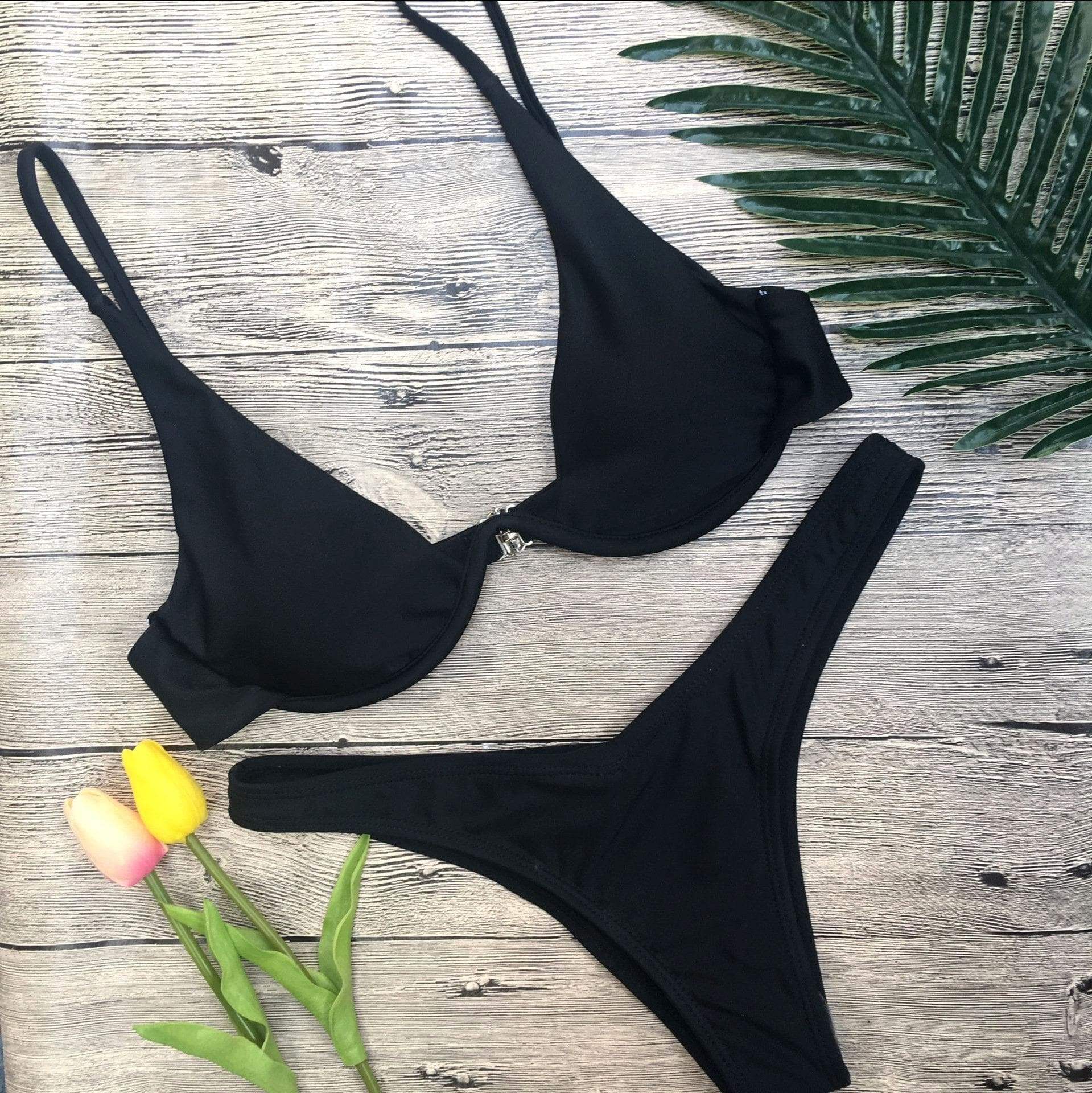 Push up solid bikini