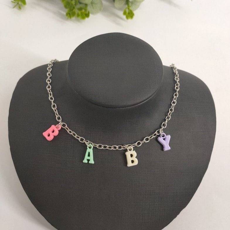 Letter pendant multicolor necklace