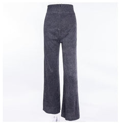 Textured zip-up high rise wide leg pant