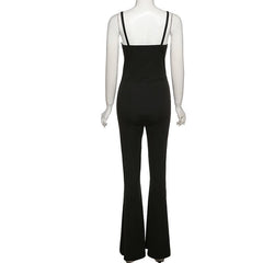 Ärmelloser ausgestellter Jumpsuit aus Netzstoff