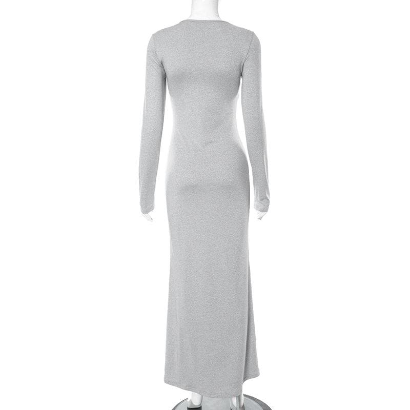 Solid long sleeve crewneck maxi dress