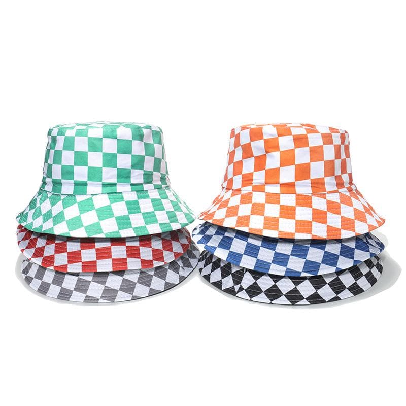 Plaid print contrast fisherman bucket hat