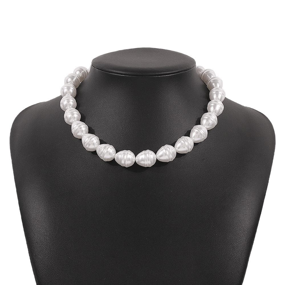 Faux pearl beaded irregular choker necklace