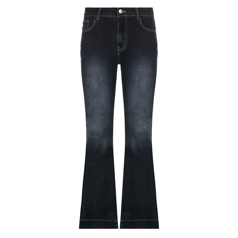 Low rise medium wash pocket button jeans