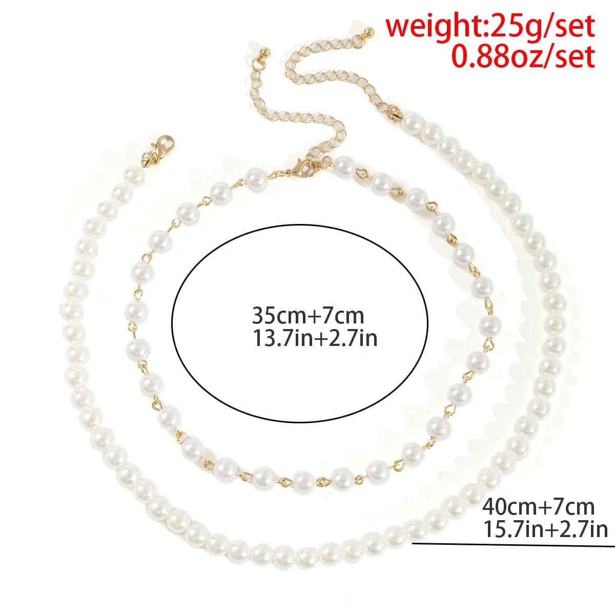 Choker necklace faux pearl 2 pcs