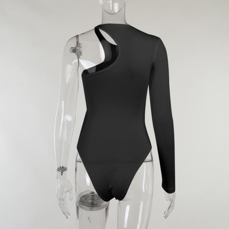 Gerüschter One-Shoulder-Bodysuit mit Rundhalsausschnitt