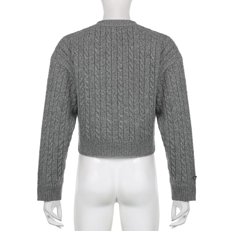 Knitted button long sleeve v neck top - Final Sale