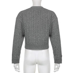 Knitted button long sleeve v neck top - Final Sale