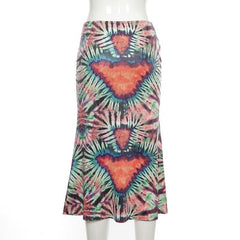 Falda midi con efecto tie-dye 