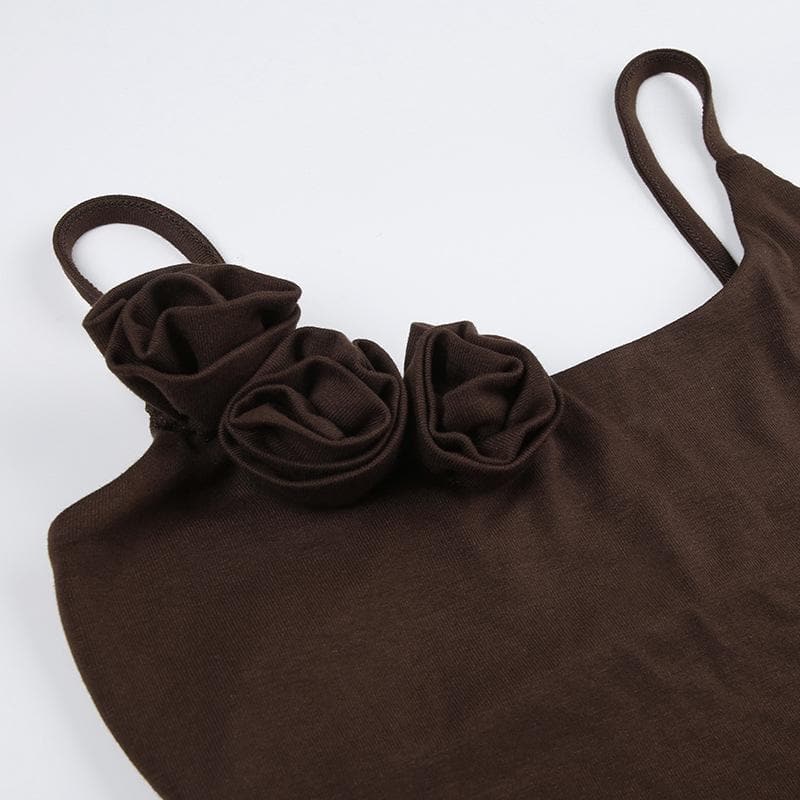 Rückenfreies Camisole-Crop-Top mit Blumenapplikation und quadratischem Ausschnitt 