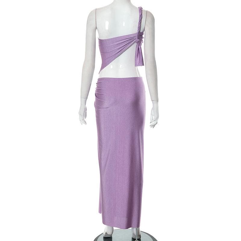 Maxikleid mit unregelmäßigem One-Shoulder-Ausschnitt und Schlitz 