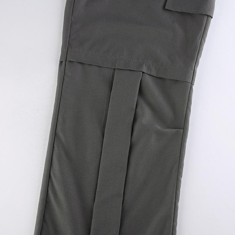 Plissierte, hoch sitzende Baggy-Cargohose mit weitem Bein 