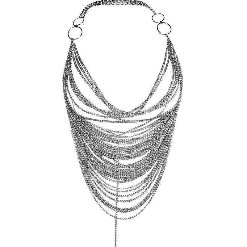 Rückenfreies Crop-Top mit durchsichtigem O-Ring und Metallkette