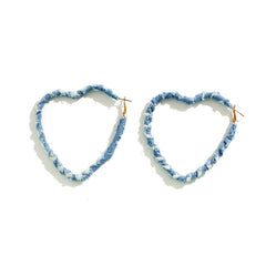 Denim heart earrings