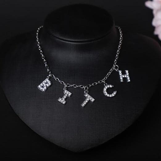 Characters pendant rhinestone necklace