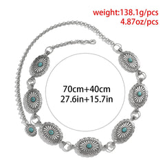 Metal carving pendant multicolor o ring waist chain