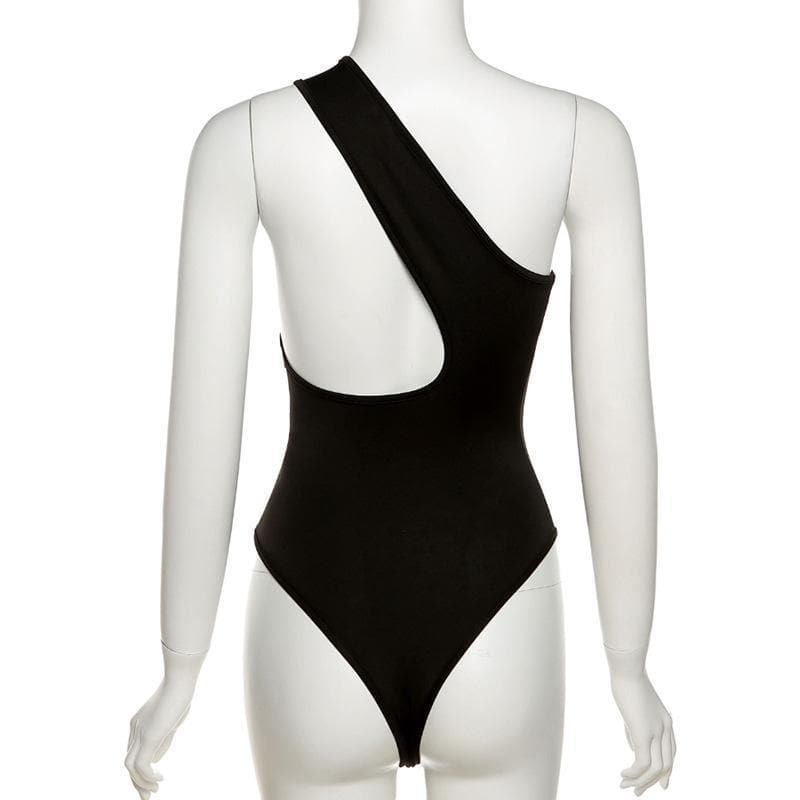 Solider One-Shoulder-Bodysuit mit Aussparungen