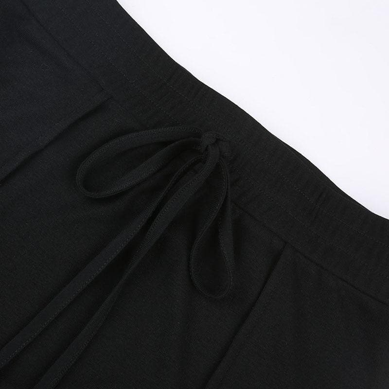 Solid self tie stitch medium rise maxi skirt