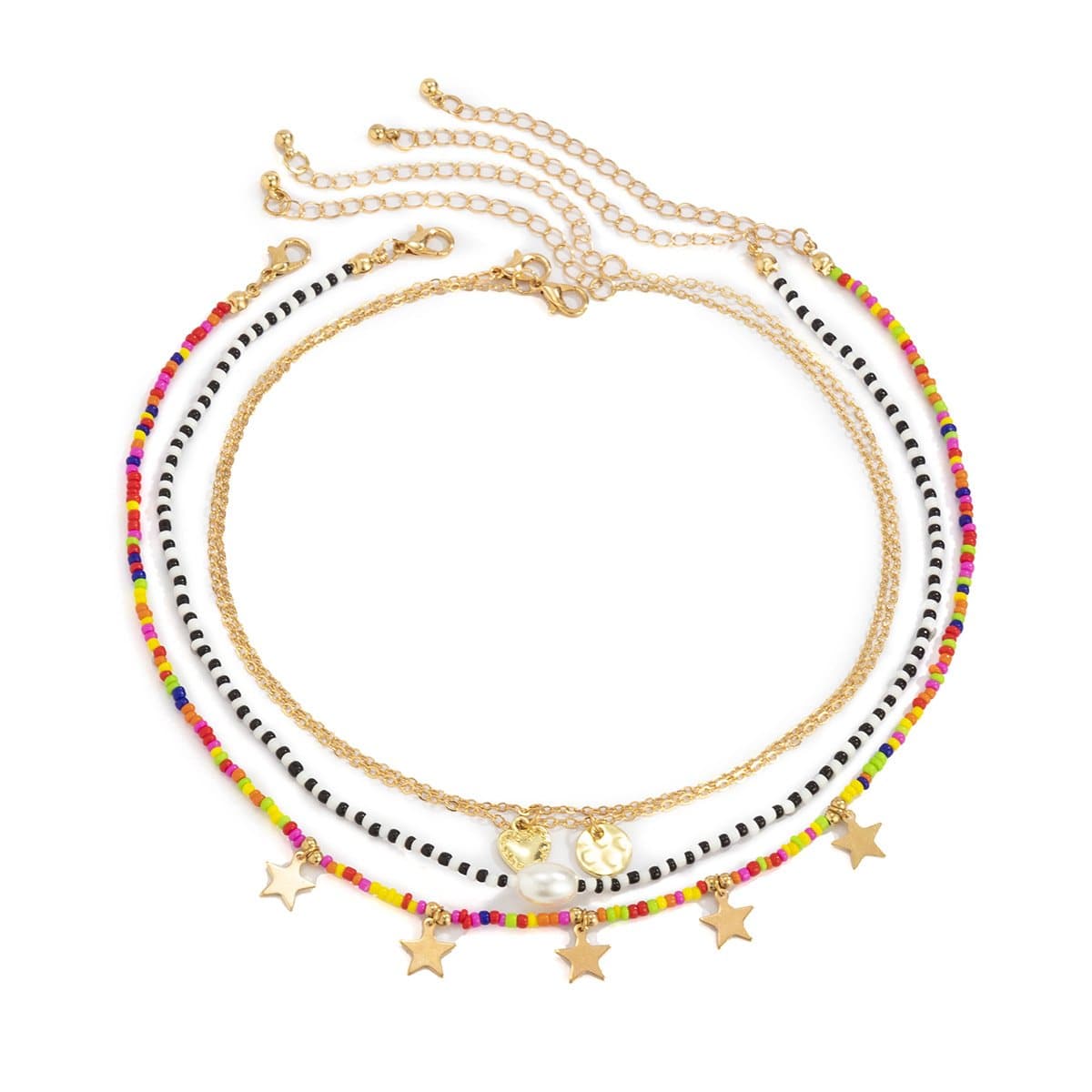 Multicolor 4 pcs star choker necklace