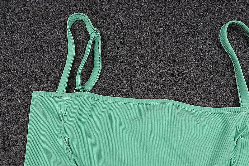 Geripptes, rückenfreies Camisole-Oberteil mit Schnürung, quadratischem Ausschnitt und Schleife 