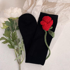 Mittellange Socken mit Blumenapplikation 